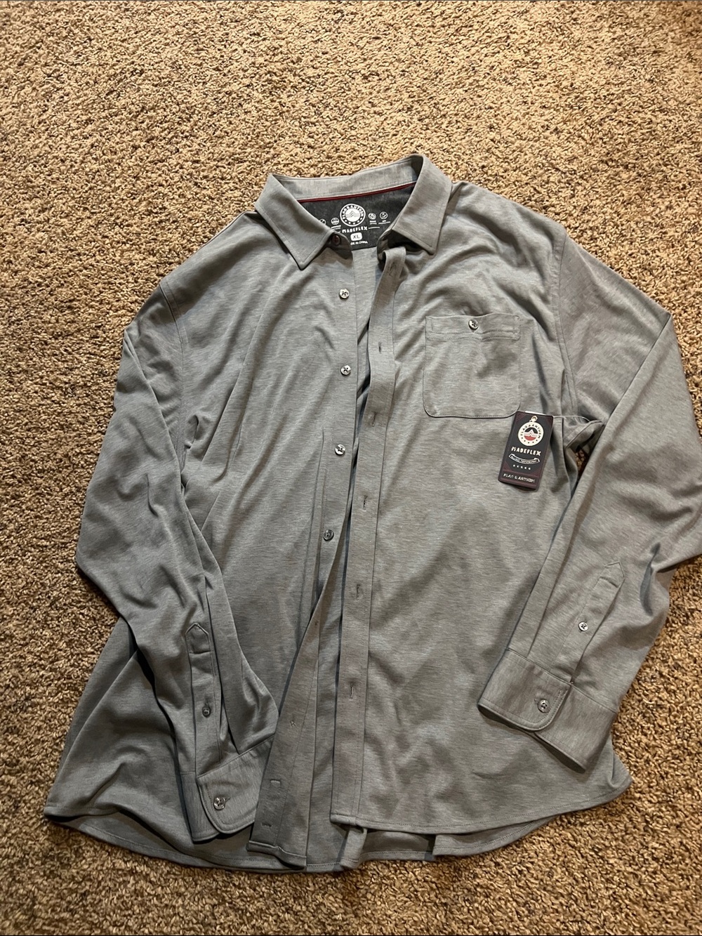 Men's Casual Long-Sleeve Button-Down Shirt in Gray